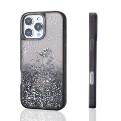 iPhone 16 Pro Kılıf Sıvılı Simli Şeffaf Arka Yüzey Keto Silikon Kapak