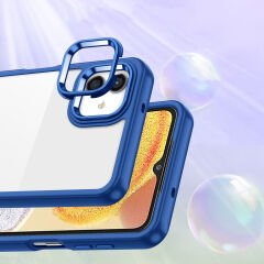 Samsung Galaxy A04E Kılıf Kamera Çıkıntılı Arkası Şeffaf Köşeleri Parlak Renkli Işlemeli Flora Kapak