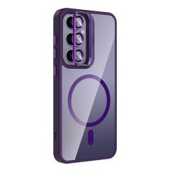 Samsung Galaxy S25 Plus Kılıf Standlı ve Kamera Lens Hediyeli Kablosuz Şarj Özellikli Etro Kapak Siyah