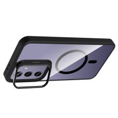 Samsung Galaxy S25 Plus Kılıf Standlı ve Kamera Lens Hediyeli Kablosuz Şarj Özellikli Etro Kapak