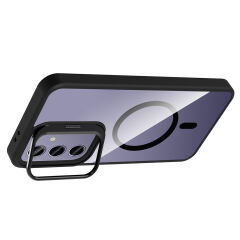 Samsung Galaxy S25 Plus Kılıf Standlı ve Kamera Lens Hediyeli Kablosuz Şarj Özellikli Etro Kapak