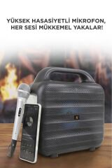 1769 Mikrofon,1 Led Ampül ve Fenerli Bluetooth Hoparlör Güneş Panelli Powerbank Kamp Hopa