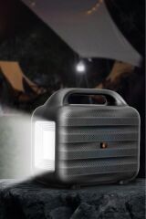 1769 Mikrofon,1 Led Ampül ve Fenerli Bluetooth Hoparlör Güneş Panelli Powerbank Kamp Hopa