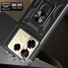 İnfinix Note 40 Pro Kılıf Magnetik Standlı Kamera Korumalı Sürgülü Vega Kapak Mavi