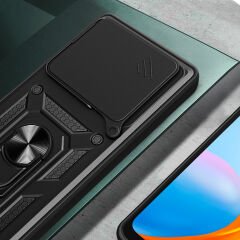 İnfinix Note 40 Pro Kılıf Magnetik Standlı Kamera Korumalı Sürgülü Vega Kapak Mavi