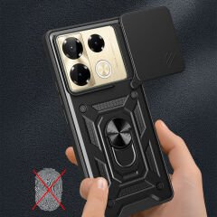 İnfinix Note 40 Pro Kılıf Magnetik Standlı Kamera Korumalı Sürgülü Vega Kapak