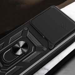 İnfinix Note 40 Pro Kılıf Magnetik Standlı Kamera Korumalı Sürgülü Vega Kapak Mavi