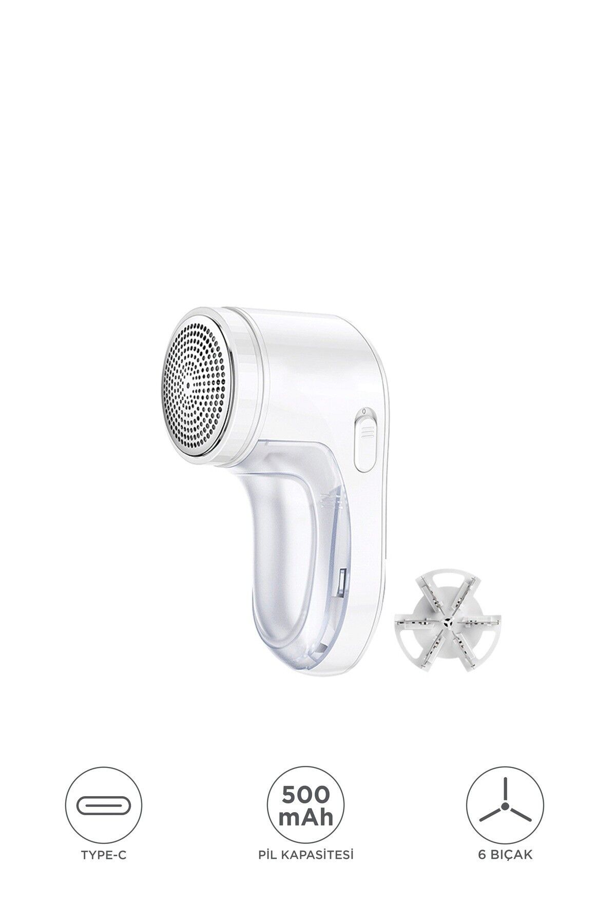 Şarjlı Tüy ve Tiftik Temizleme Makinesi Extra Bıçaklı 708 Beyaz