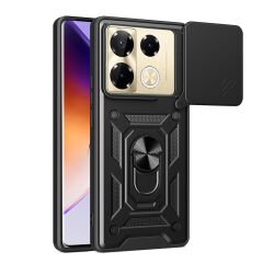 İnfinix Note 40 Pro Kılıf Magnetik Standlı Kamera Korumalı Sürgülü Vega Kapak Siyah