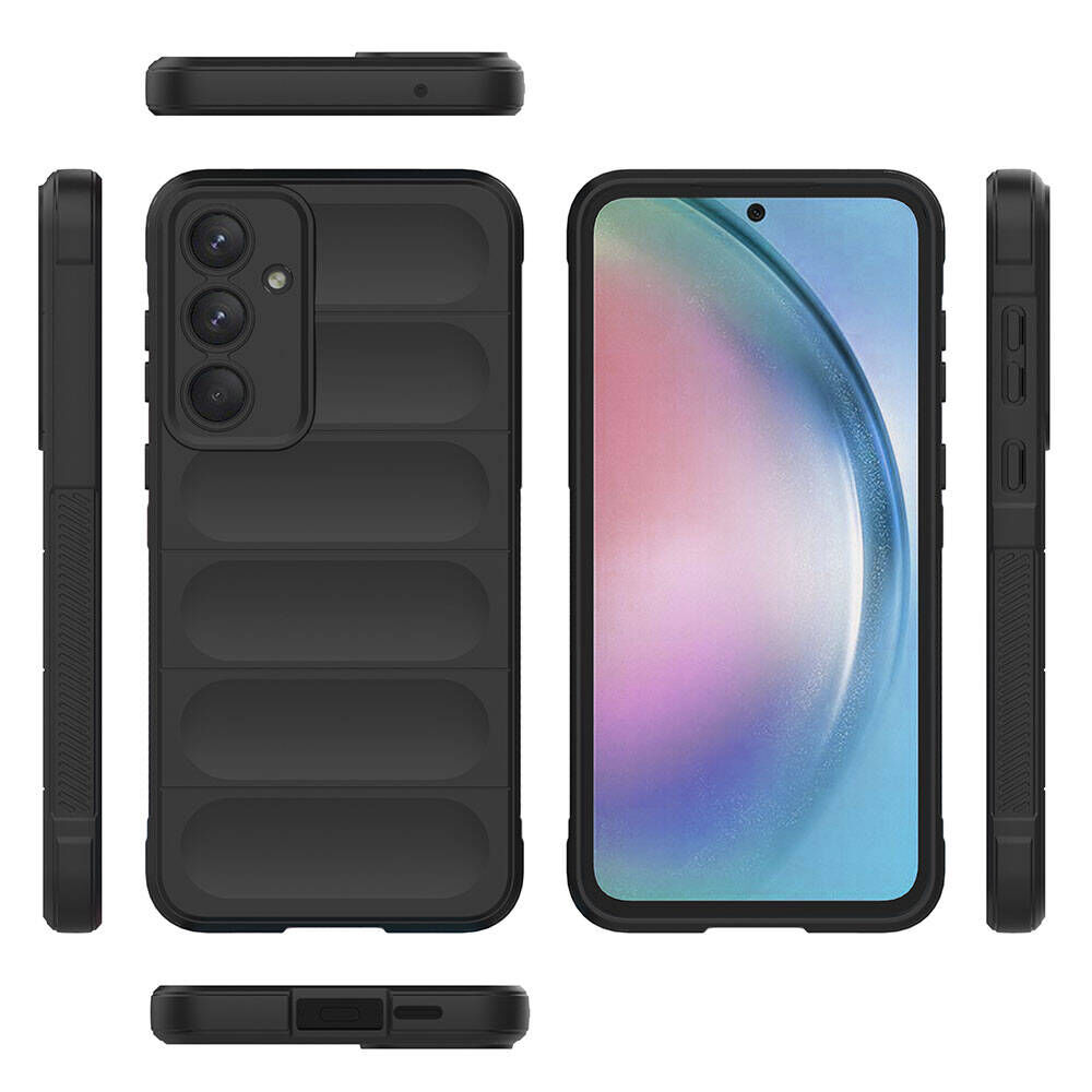 Samsung Galaxy A55 Kılıf Esnek TPU Oyuklu Arka Yüzey Tasarımlı Etnik Silikon Kapak Siyah
