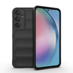 Samsung Galaxy A55 Kılıf Esnek TPU Oyuklu Arka Yüzey Tasarımlı Etnik Silikon Kapak Siyah