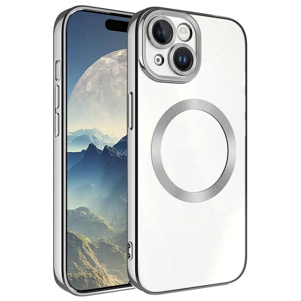 iPhone 15 Kılıf Magsafe Wireless Şarj Özellikli Setro Silikon Koyu Gri