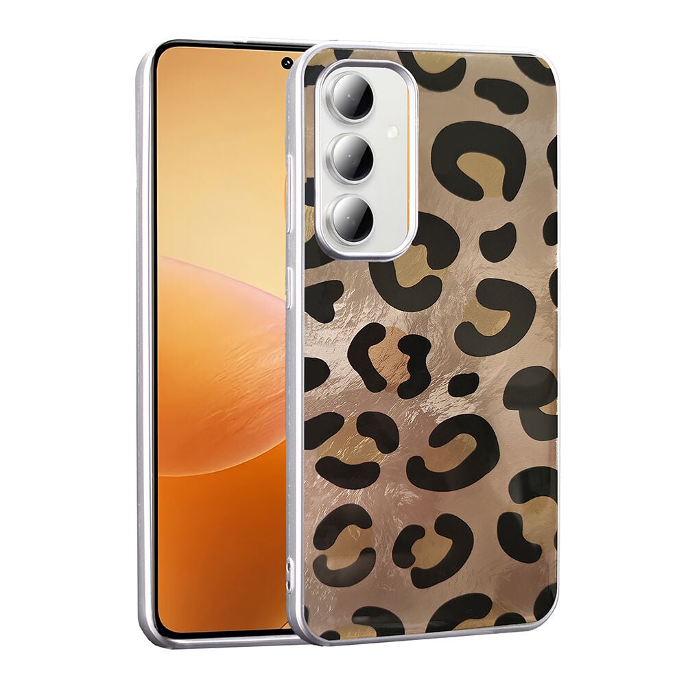 Samsung Galaxy A55 Kılıf Desenli Mep Kapak Gold Leopar