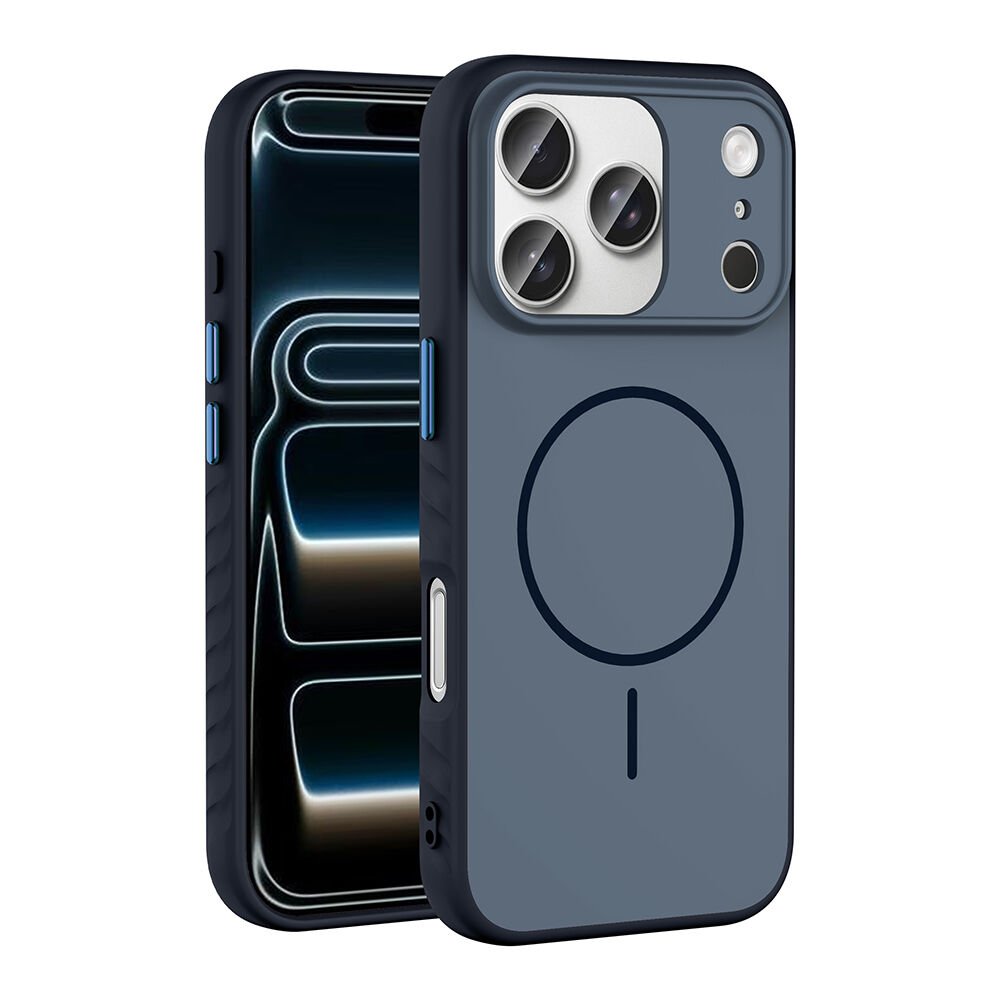 iPhone 17 Pro Kılıf Kılıf Kablosuz Şarj Özellikli Kamera Korumali Tea Kapak Lacivert