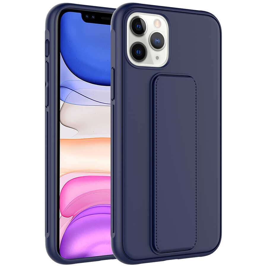 iPhone 11 Pro Max Kılıf Qstand Kapak Lacivert