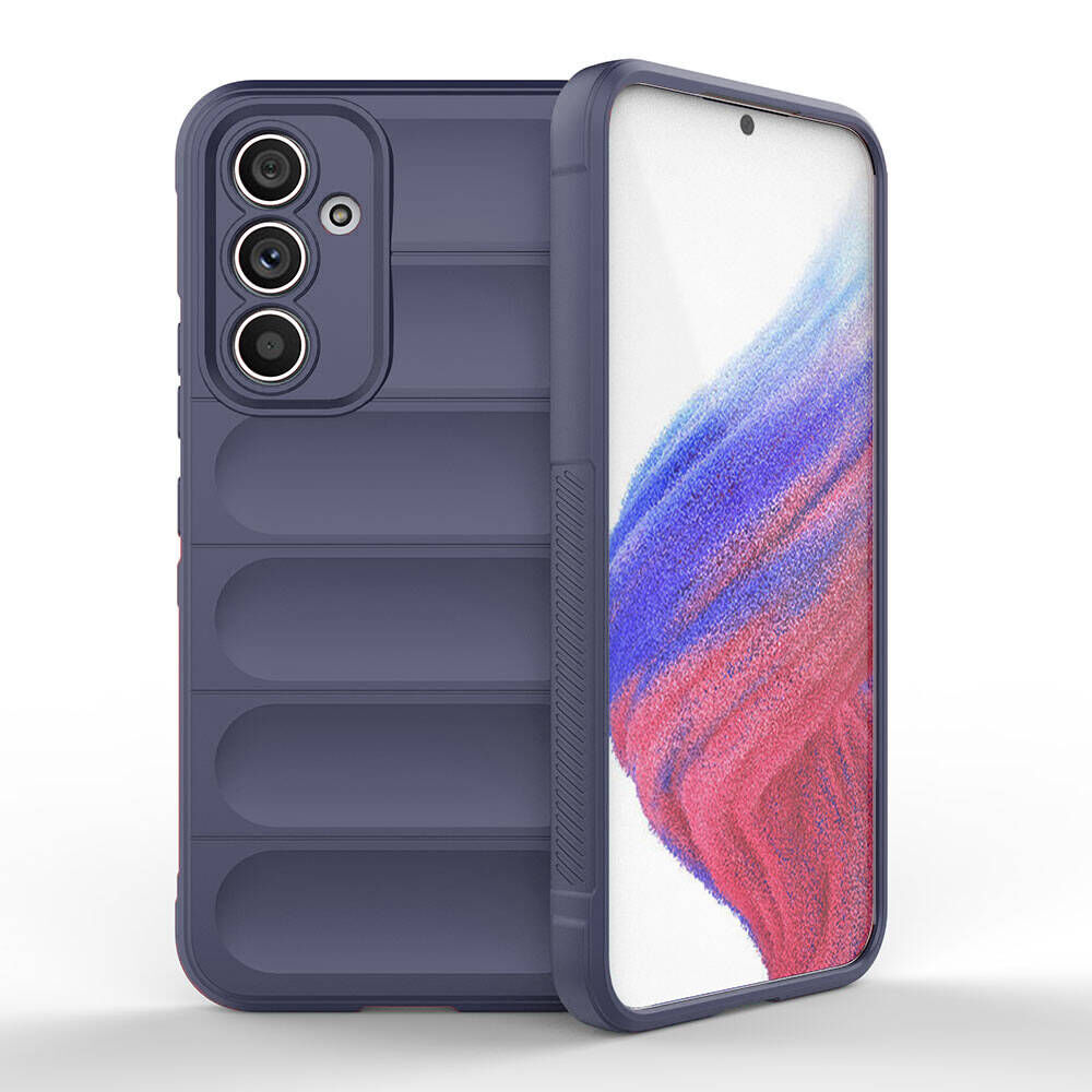 Samsung Galaxy A54 Kılıf Esnek TPU Oyuklu Arka Yüzey Tasarımlı Etnik Silikon Kapak Lacivert