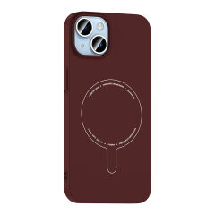 iPhone 14 Kılıf M-Safe Şarj Özellikli Kamera Korumalı Premium Elio Sert PC Kapak Bordo