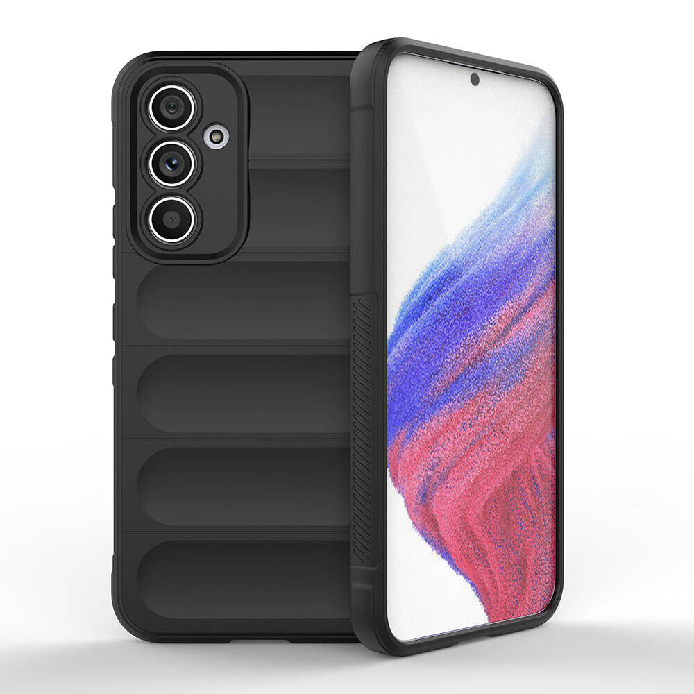 Samsung Galaxy A54 Kılıf Esnek TPU Oyuklu Arka Yüzey Tasarımlı Etnik Silikon Kapak Siyah