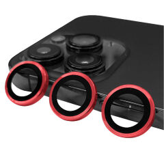 iPhone 14 Pro Max CL-07 Kamera Lens Koruyucu Kırmızı