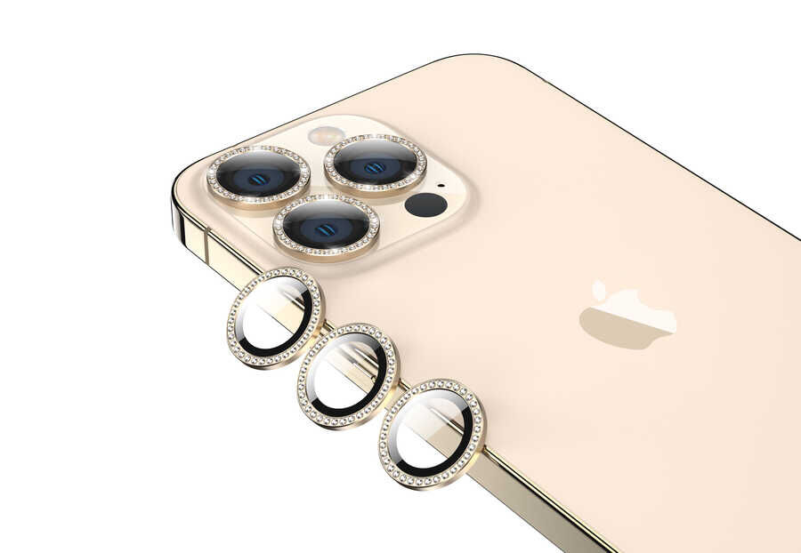 iPhone 13 Pro Max CL-06 Kamera Lens Koruyucu Gold