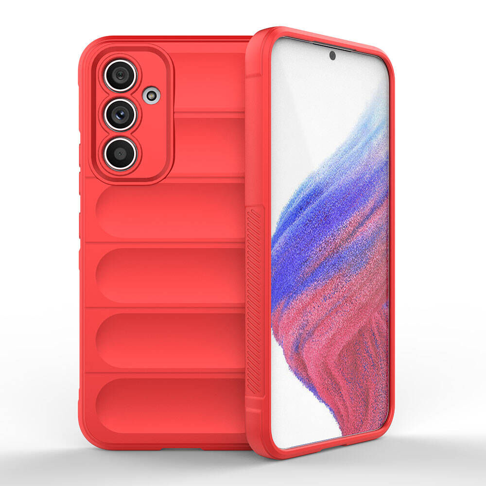 Samsung Galaxy A54 Kılıf Esnek TPU Oyuklu Arka Yüzey Tasarımlı Etnik Silikon Kapak Kırmızı