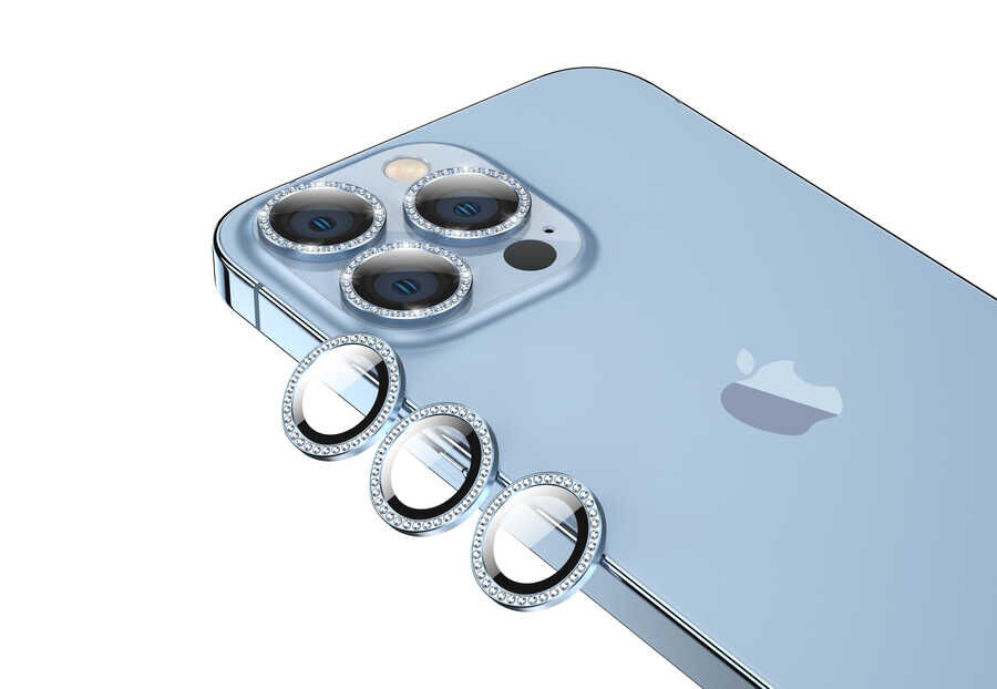 iPhone 13 Pro Max CL-06 Kamera Lens Koruyucu Mavi