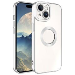 iPhone 15 Kılıf Kamera Korumalı Logo Gösteren Omega Kapak Titanyum