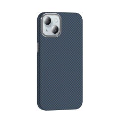 iPhone 15 Kılıf Kablosuz Şarj Özellikli Karbon Fiber Görünümlü Gros Kapak