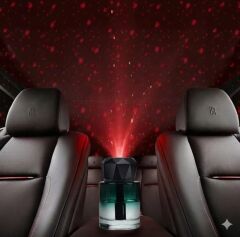 Araç İçi Aroma Difüzörü Hava Nemlendirici Yıldız Tavan Işıklı Şarjlı Oda ve Araba Kokusu Siyah