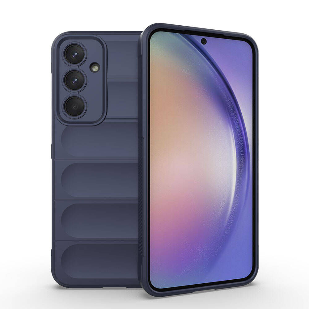 Samsung Galaxy A35 Kılıf Esnek TPU Oyuklu Arka Yüzey Tasarımlı Etnik Silikon Kapak Lacivert