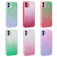 iPhone 11 Kılıf Renk Geçişli Mermer Desenli Sert Silikon Granit Kapak