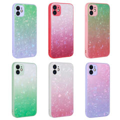 iPhone 11 Kılıf Renk Geçişli Mermer Desenli Sert Silikon Granit Kapak