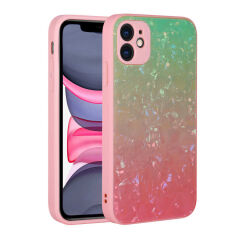 iPhone 11 Kılıf Renk Geçişli Mermer Desenli Sert Silikon Granit Kapak
