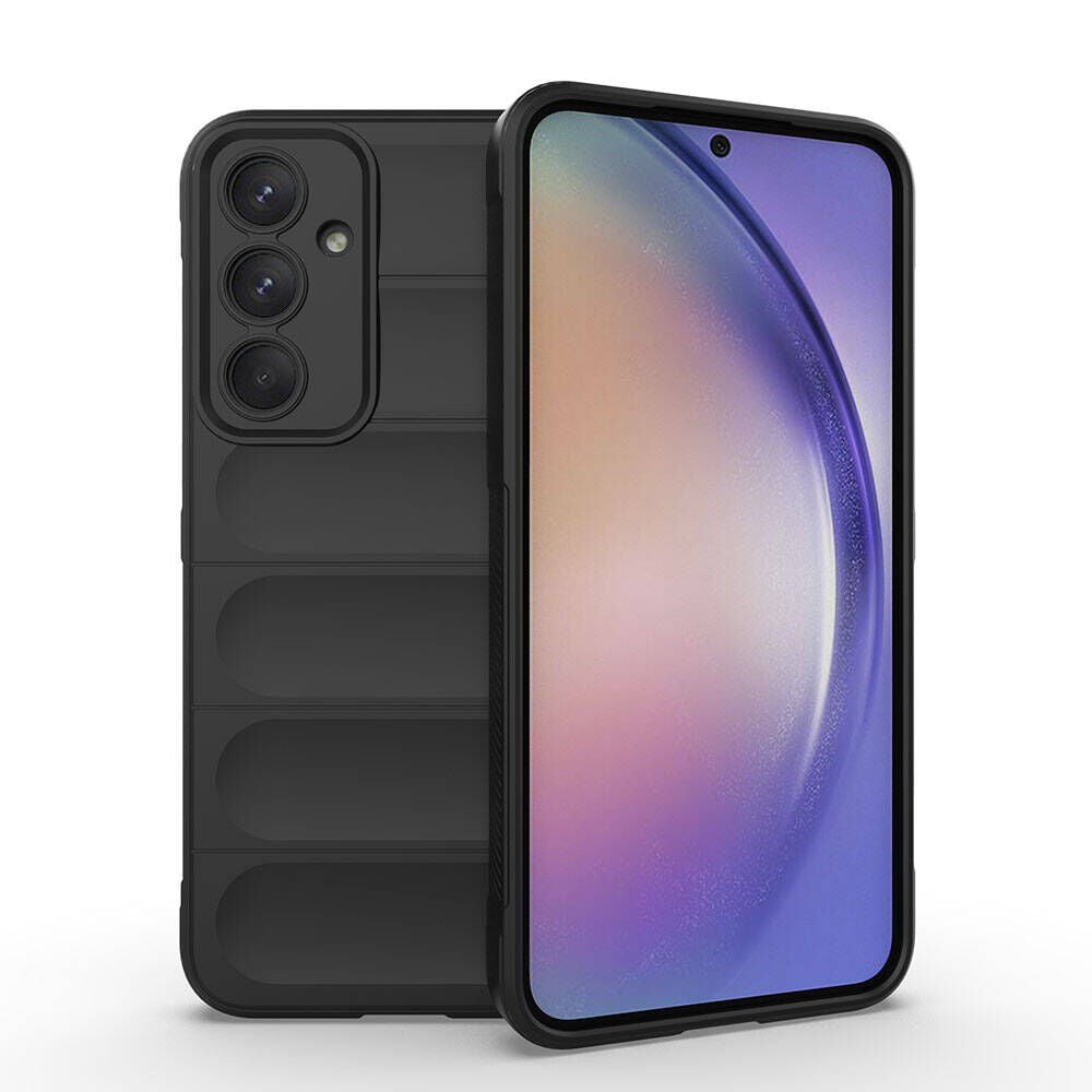 Samsung Galaxy A35 Kılıf Esnek TPU Oyuklu Arka Yüzey Tasarımlı Etnik Silikon Kapak Siyah