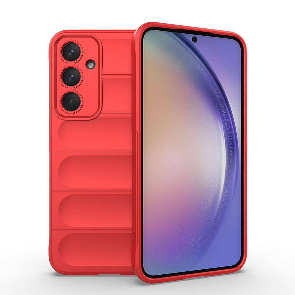 Samsung Galaxy A35 Kılıf Esnek TPU Oyuklu Arka Yüzey Tasarımlı Etnik Silikon Kapak Kırmızı