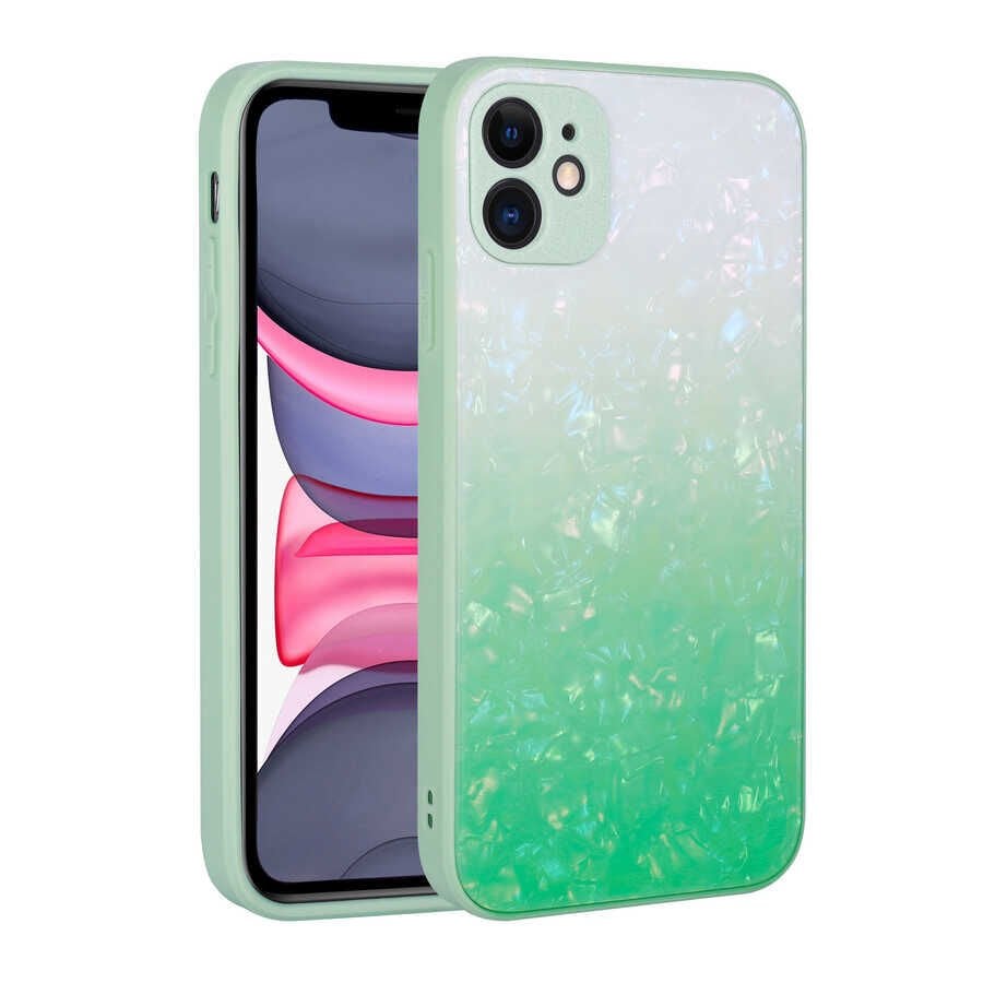 iPhone 11 Kılıf Renk Geçişli Mermer Desenli Sert Silikon Granit Kapak NO5
