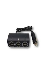 Araç Şarj Cihazı Üçlü Led Soketli 120W Çakmaklık Girişli Şarj Aleti G24 Siyah