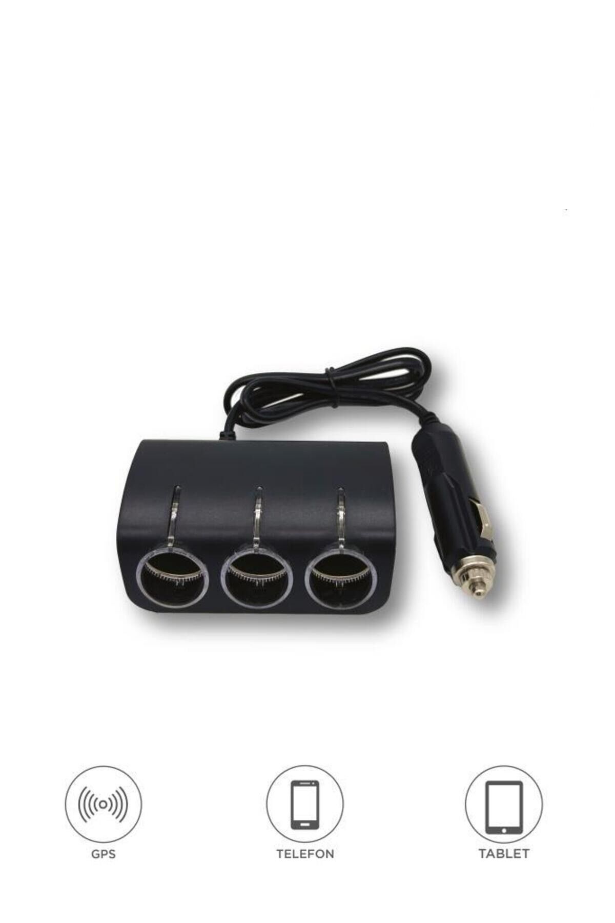 Araç Şarj Cihazı Üçlü Led Soketli 120W Çakmaklık Girişli Şarj Aleti G24 Siyah