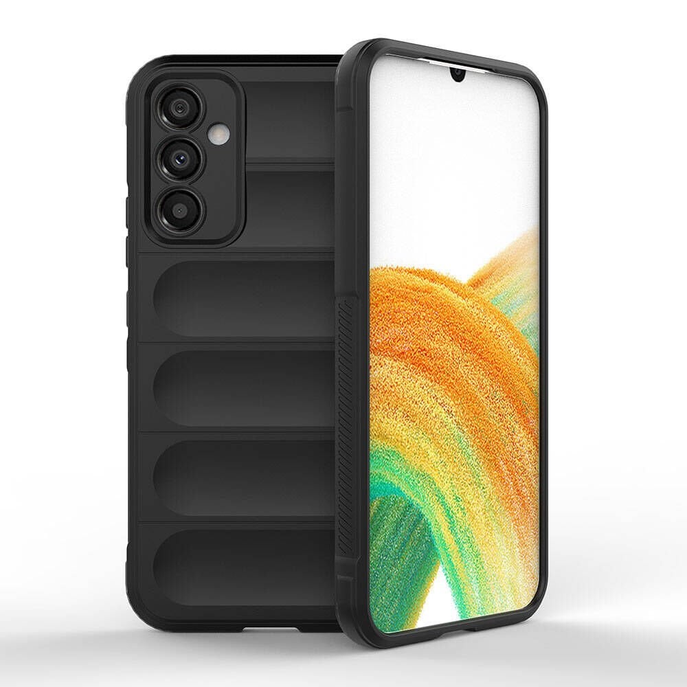 Samsung Galaxy A34 Kılıf Esnek TPU Oyuklu Arka Yüzey Tasarımlı Etnik Silikon Kapak Siyah
