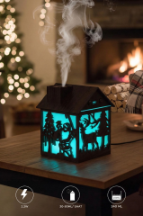 Hava Nemlendiricisi Buhar Makinesi Yılbaşı Temalı Ahşap Görünümlü 240 ML H14