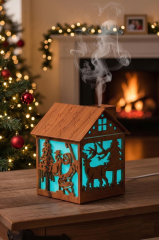 Hava Nemlendiricisi Buhar Makinesi Yılbaşı Temalı Ahşap Görünümlü 240 ML H14