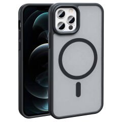 iPhone 12 Pro Max Kılıf Magsafe Şarj Özellikli Mat Arka Yüzey Sio Kapak