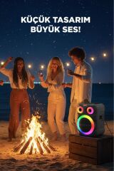 D81 Kablosuz Taşınabilir Hoparlör 12W Rgb Işıklı Kablosuz Mikrofonlu  TWS - USB - FM Radyo