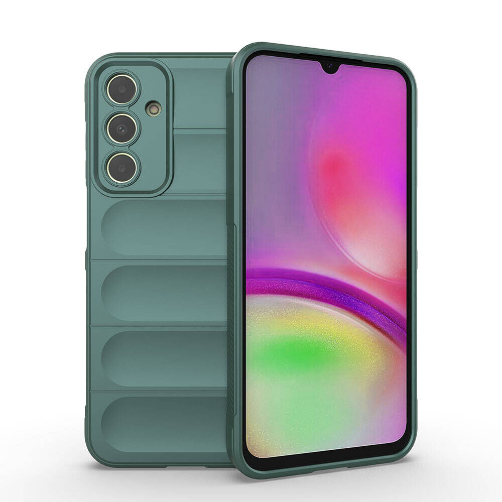 Samsung Galaxy A25 Kılıf Esnek TPU Oyuklu Arka Yüzey Tasarımlı Etnik Silikon Kapak Koyu Yeşil
