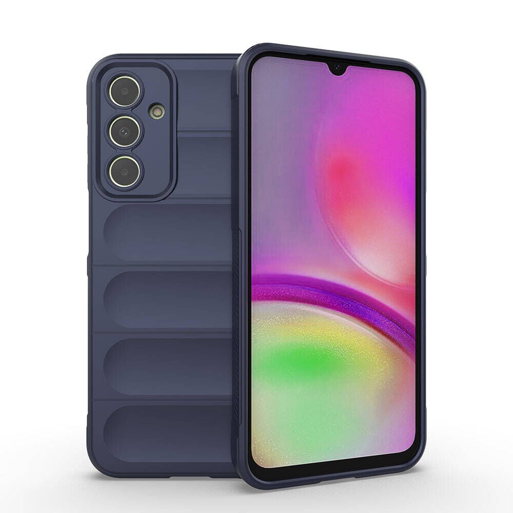 Samsung Galaxy A25 Kılıf Esnek TPU Oyuklu Arka Yüzey Tasarımlı Etnik Silikon Kapak Lacivert