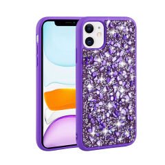 iPhone 11 Kılıf Parlak Taşlı Tasarım Linea Kapak kılıf Pembe