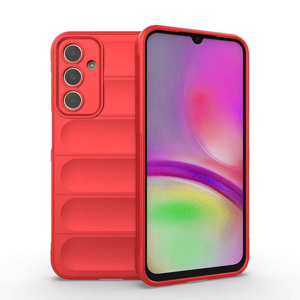 Samsung Galaxy A25 Kılıf Esnek TPU Oyuklu Arka Yüzey Tasarımlı Etnik Silikon Kapak Kırmızı