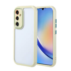 Samsung Galaxy A34 Kılıf Kamera Korumalı Renkli Kenar ve Çerçeve Tasarımlı Vitamin Kapak Derin Mor