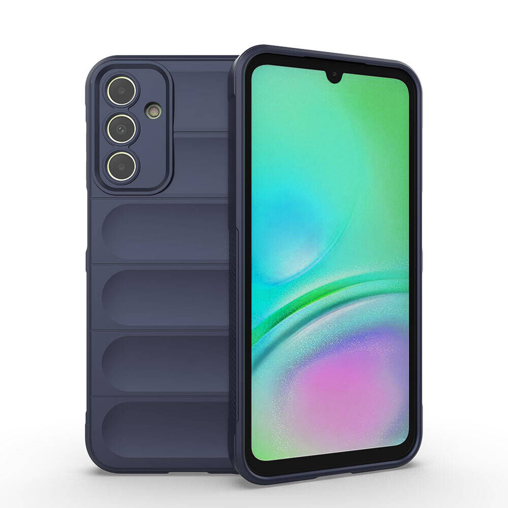 Samsung Galaxy A15 Kılıf Esnek TPU Oyuklu Arka Yüzey Tasarımlı Etnik Silikon Kapak Lacivert