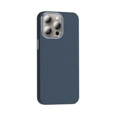 iPhone 15 Pro Kılıf Kablosuz Şarj Özellikli Karbon Fiber Görünümlü Gros Kapak